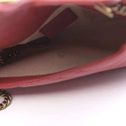 Gucci Calfskin Matelasse Super Mini GG Marmont Shoulder Bag Hibiscus Red 10 of 12