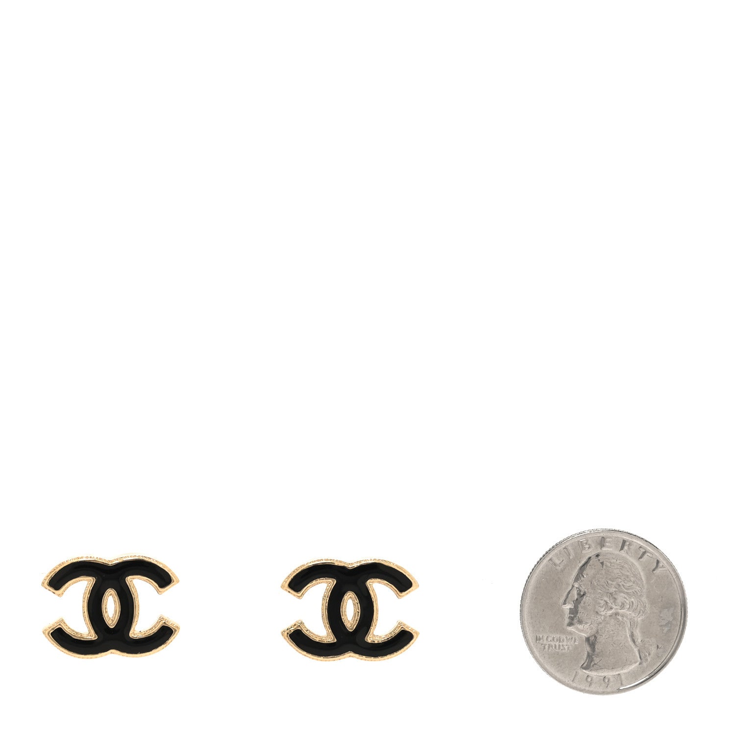 Chanel Metal Enamel CC Earrings Black Gold 2 of 5