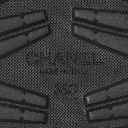 Chanel Knit Calfskin Patent CC Cap Toe Chain Boots 38 Black 6 of 6