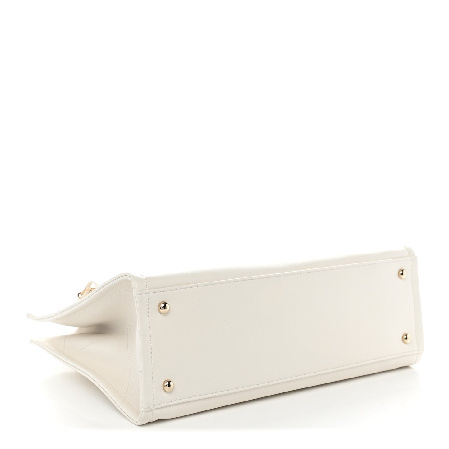Calfskin CC Zipped Shopping Tote White