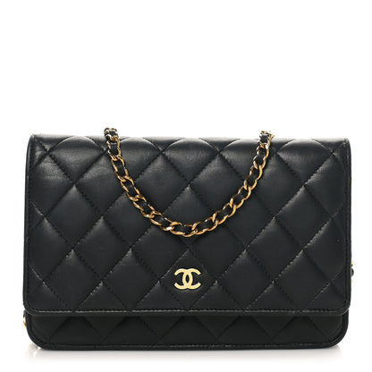 Chanel Lambskin Quilted Wallet On Chain WOC Black 1 of 11
