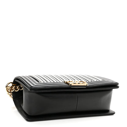 Chanel Calfskin Pearl Medium Chanel Pearls Boy Flap Black 3 of 9