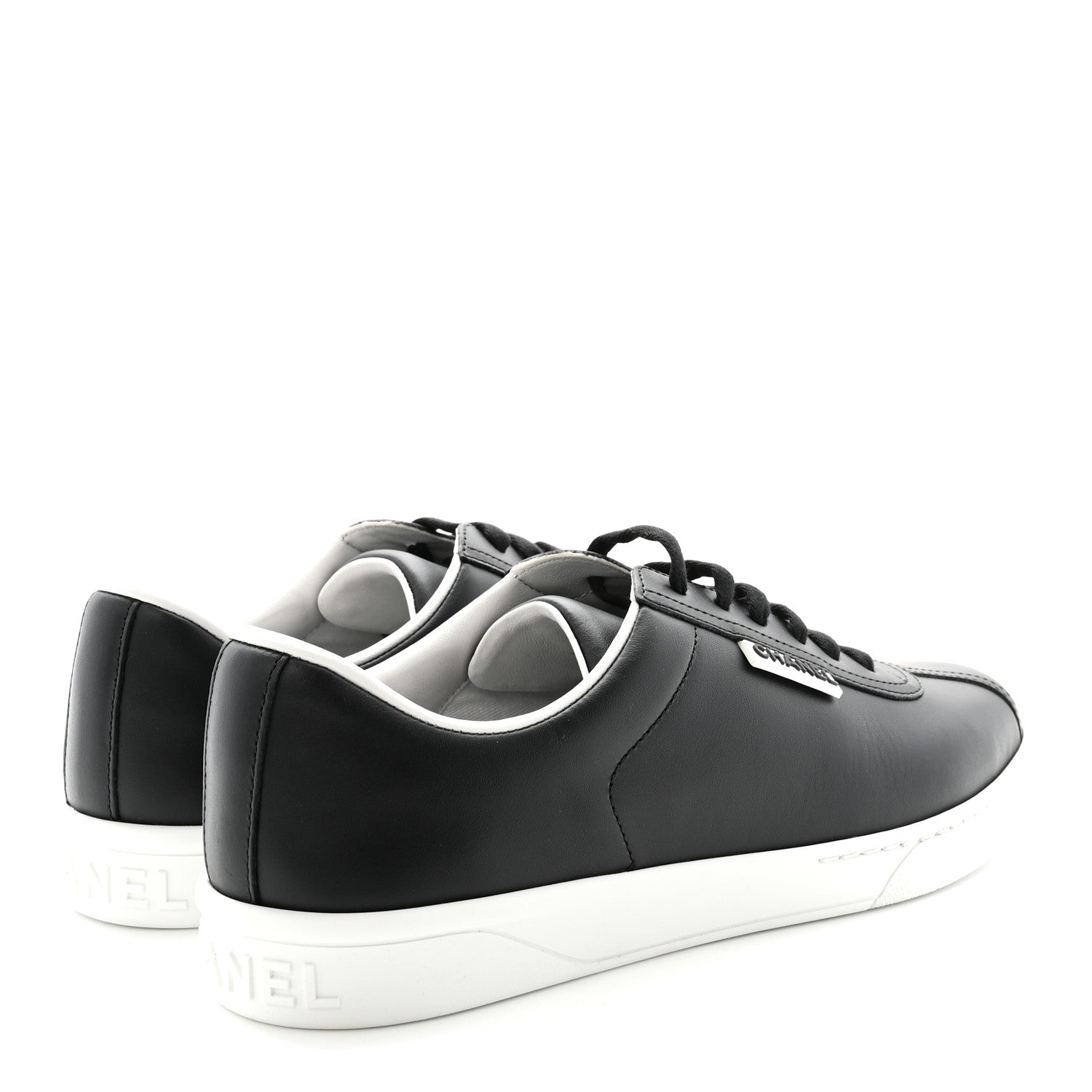 Chanel Calfskin CC Uniform Womens Sneakers 40 Black 5 of 9