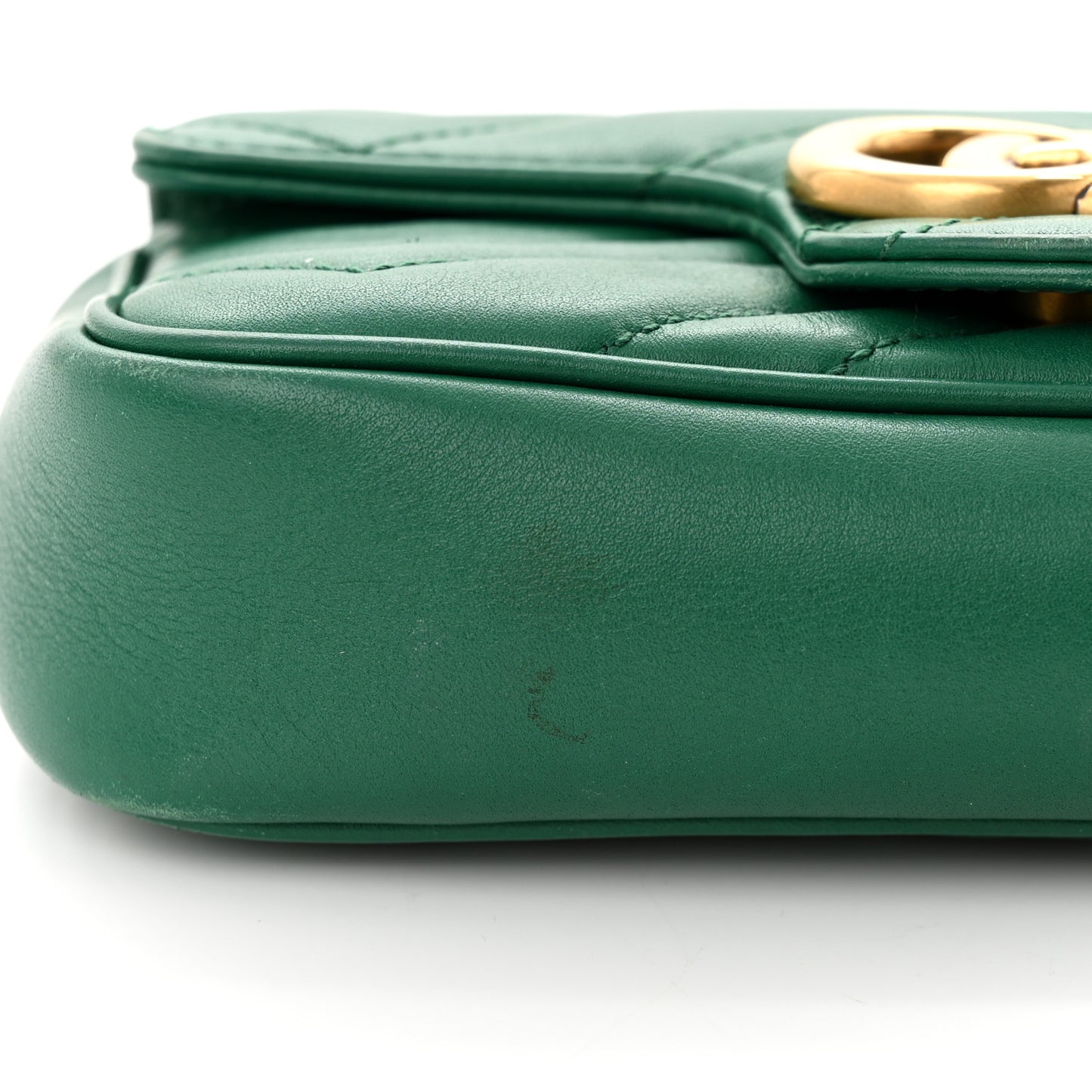 Calfskin Matelasse Super Mini GG Marmont Shoulder Bag Emerald Green
