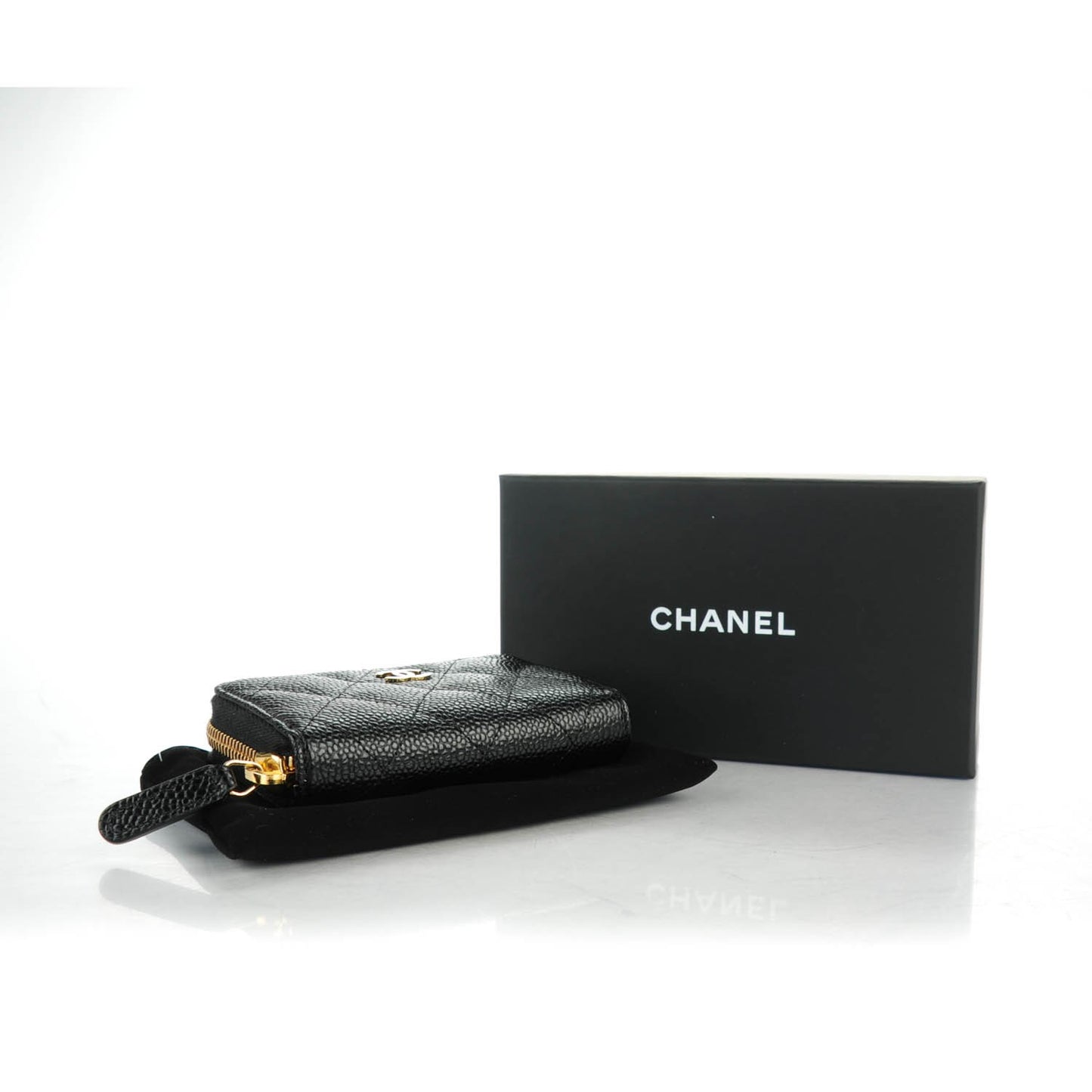 Caviar Quilted Zip Coin Purse Black