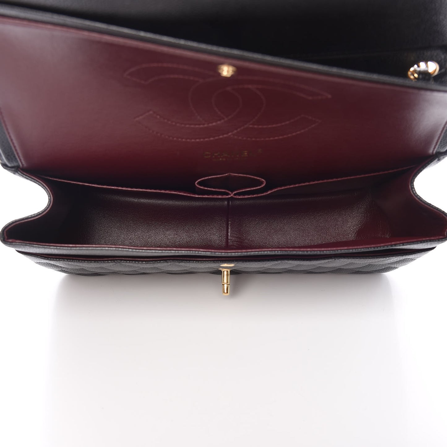 Caviar Quilted Jumbo Double Flap Black