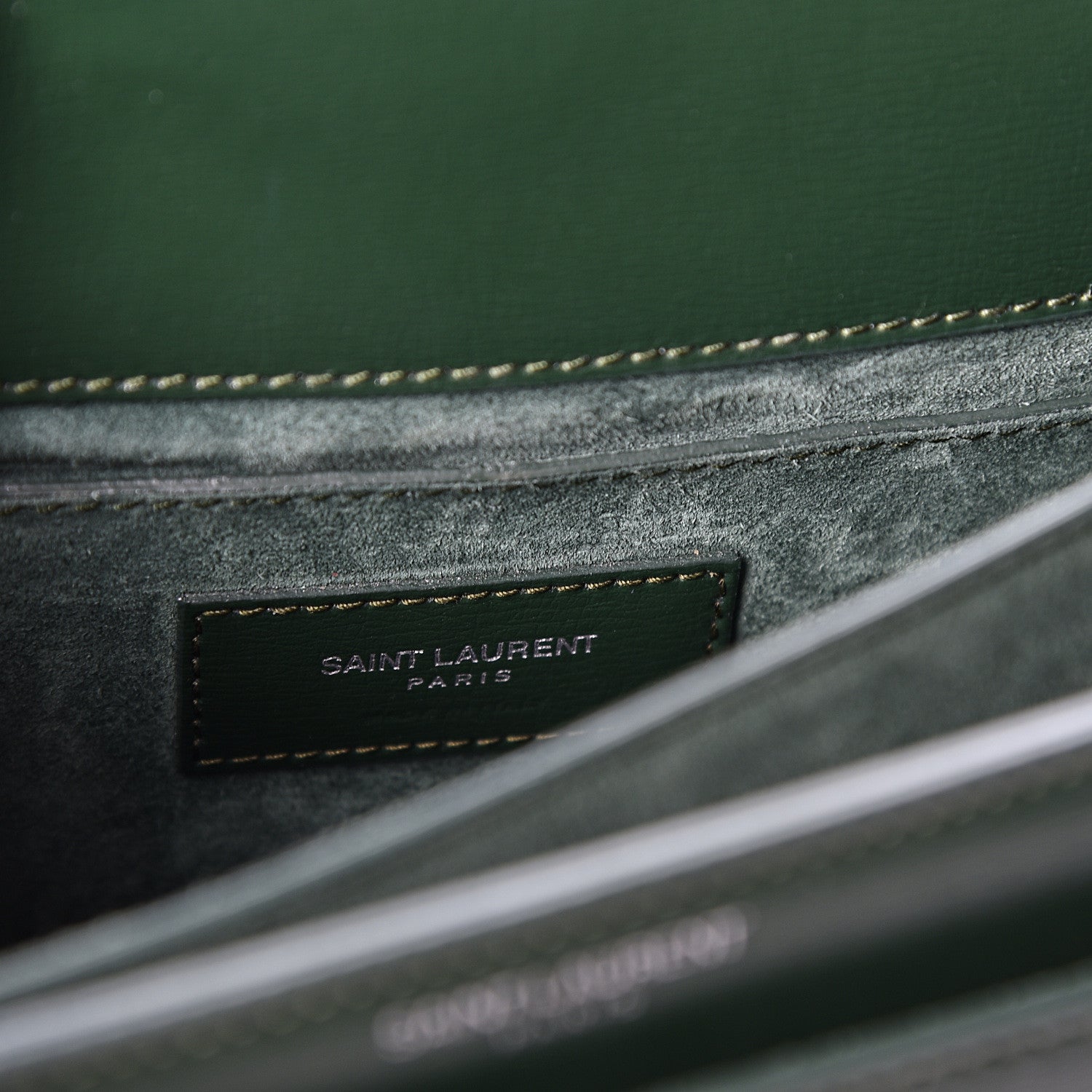 Saint Laurent Calfskin Medium Monogram Sunset Dark Green 5 of 9