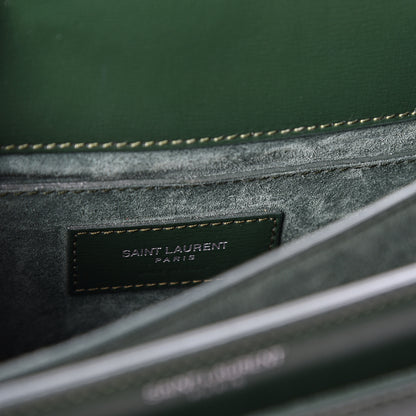 Saint Laurent Calfskin Medium Monogram Sunset Dark Green 5 of 9