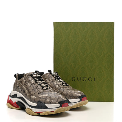 Balenciaga X GUCCI GG Supreme Monogram Allover Logo Womens Triple S Sneakers 40 Beige Ebony Mystic White 11 of 11