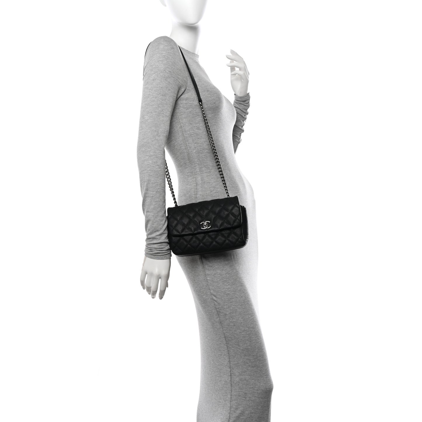 Caviar Quilted Small Lady Pearly Flap Black