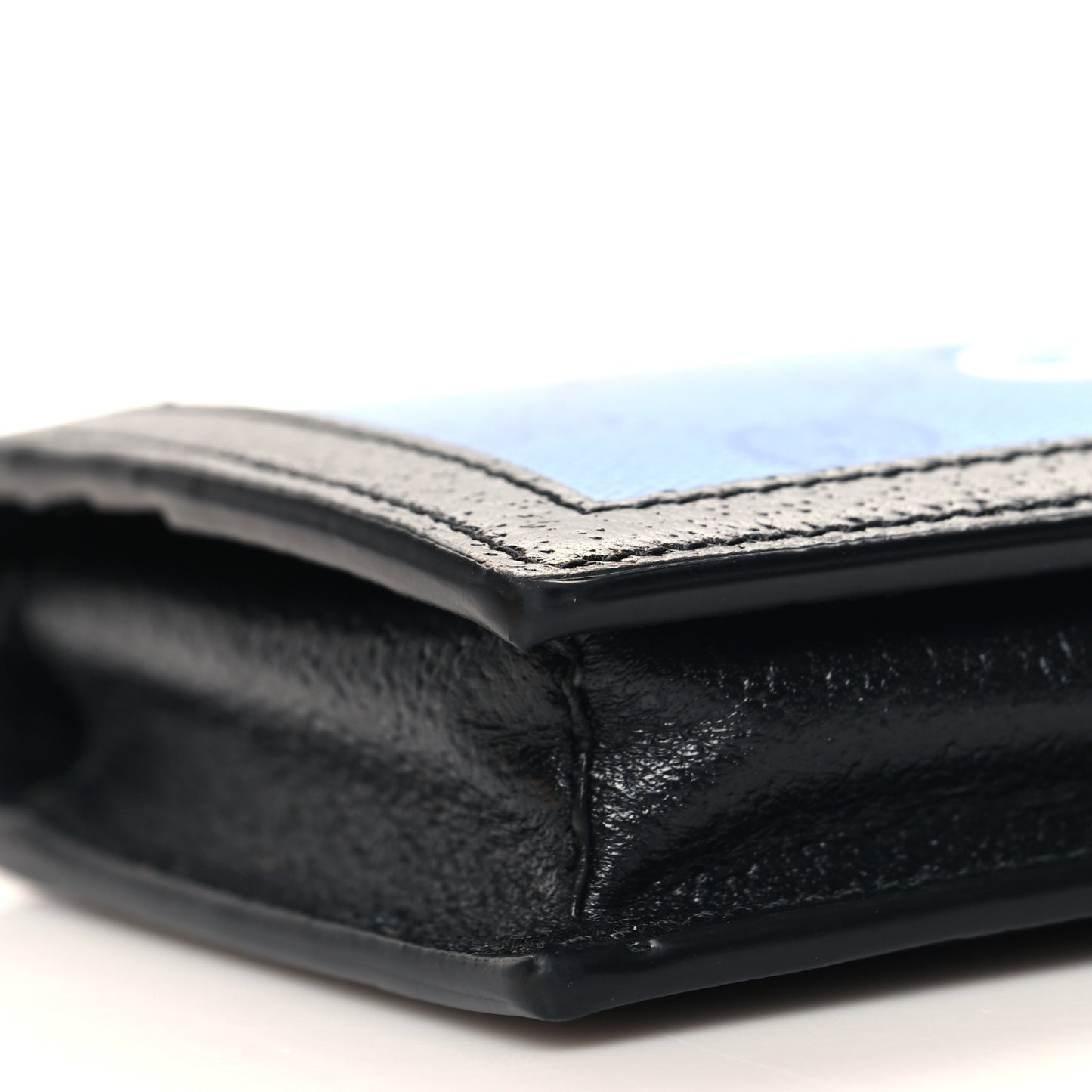 X ADIDAS Monogram Textured Dollar Calfskin Trefoil Embossed Wallet On Chain Blue
