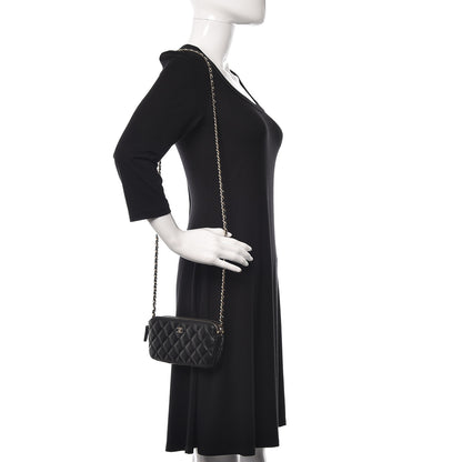 Chanel Lambskin Quilted Small Clutch With Chain Black 2 of 14