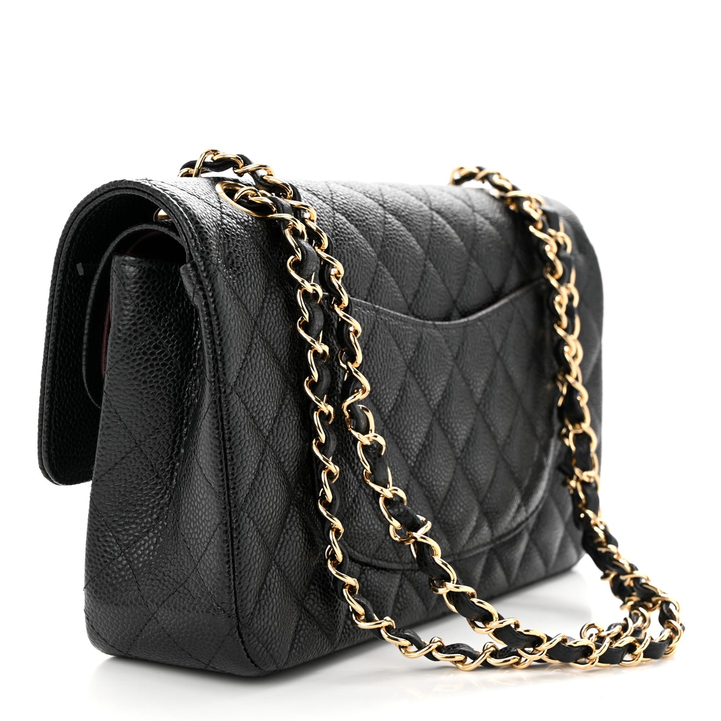 Caviar Quilted Medium Double Flap Black