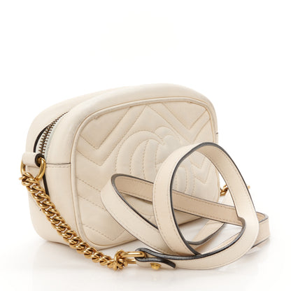 Gucci Calfskin Matelasse Mini GG Marmont Chain Shoulder Bag White 3 of 11