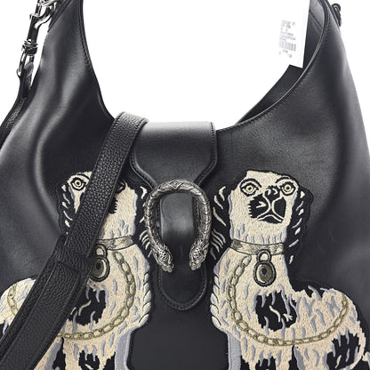 Gucci Calfskin Dog Embroidered Large Dionysus Hobo Black 8 of 10