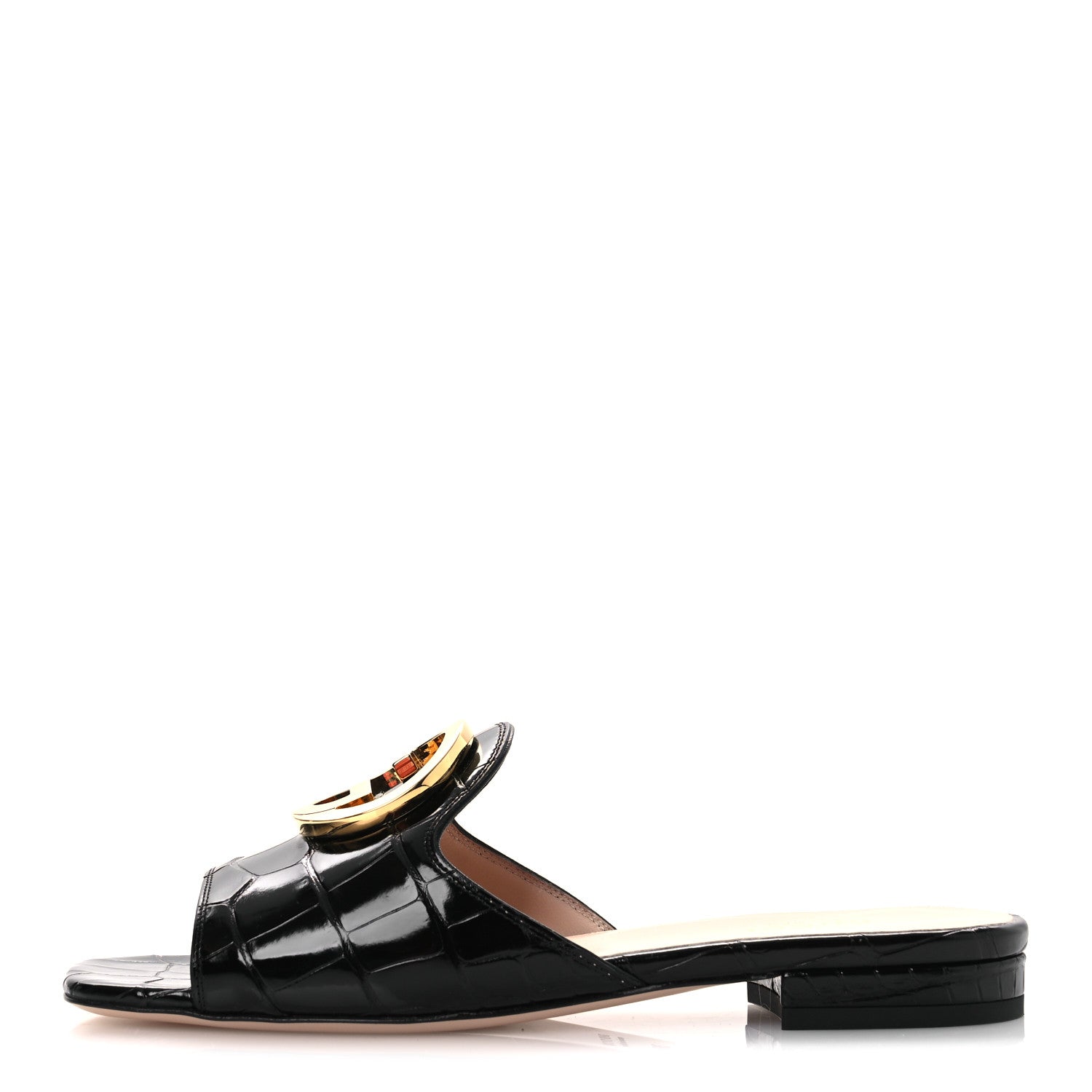 Gucci Crocodile Nojum Blondie Slide Sandals 36 Black 1 of 12