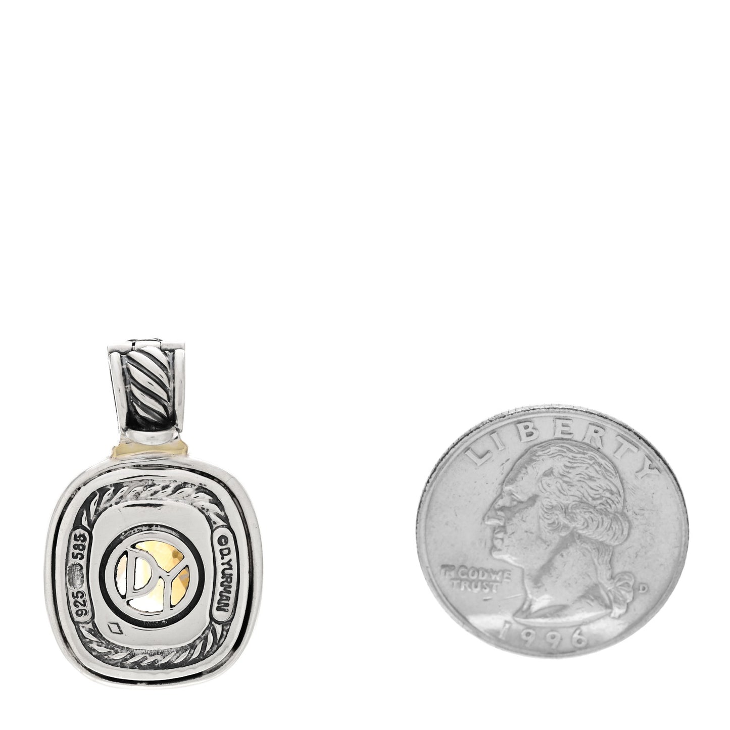 DAVID YURMAN Sterling Silver 14K Yellow Gold Citrine 12mm Albion Enhancer Pendant