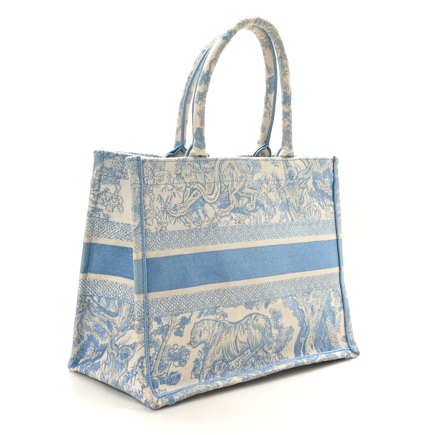 Christian Dior Canvas Embroidered Medium Dioriviera Toile De Jouy Book Tote Light Blue 3 of 10