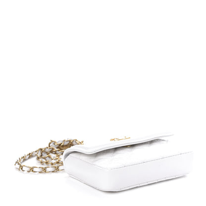 Chanel Shiny Aged Calfskin Quilted Waist Belt Bag White 4 of 11