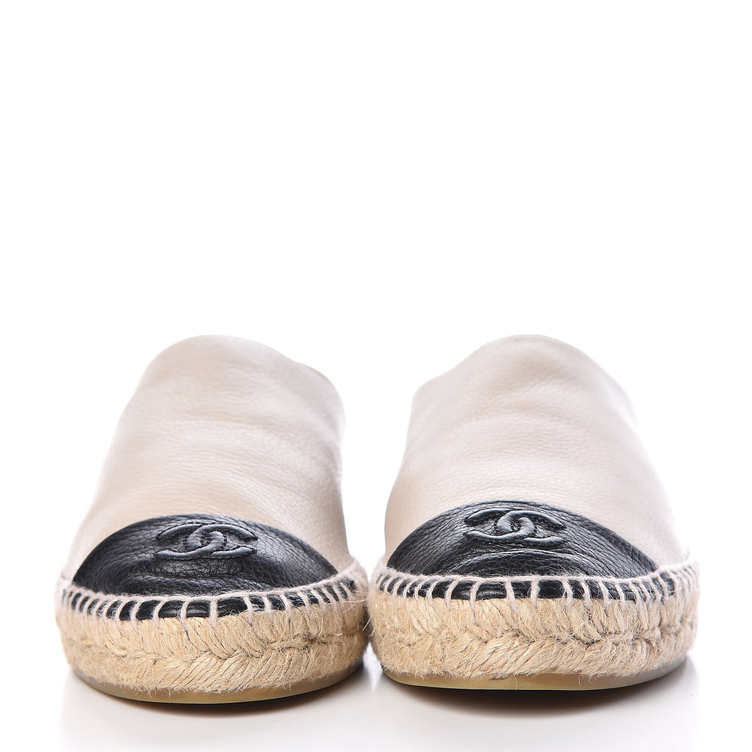 Chanel Grained Calfskin CC Espadrilles 39 Beige Black 2 of 14
