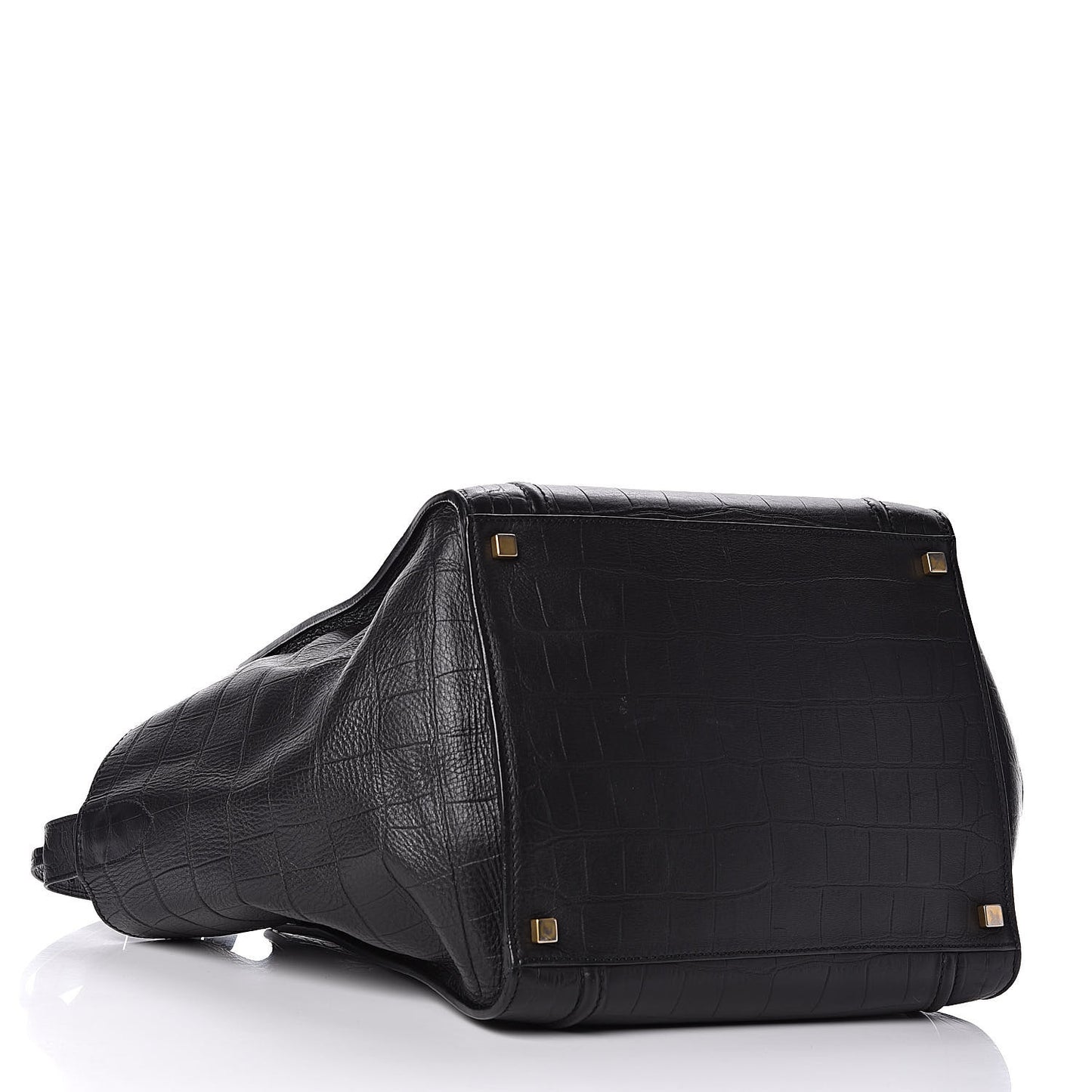 Crocodile Embossed Calfskin Medium Phantom Luggage Black