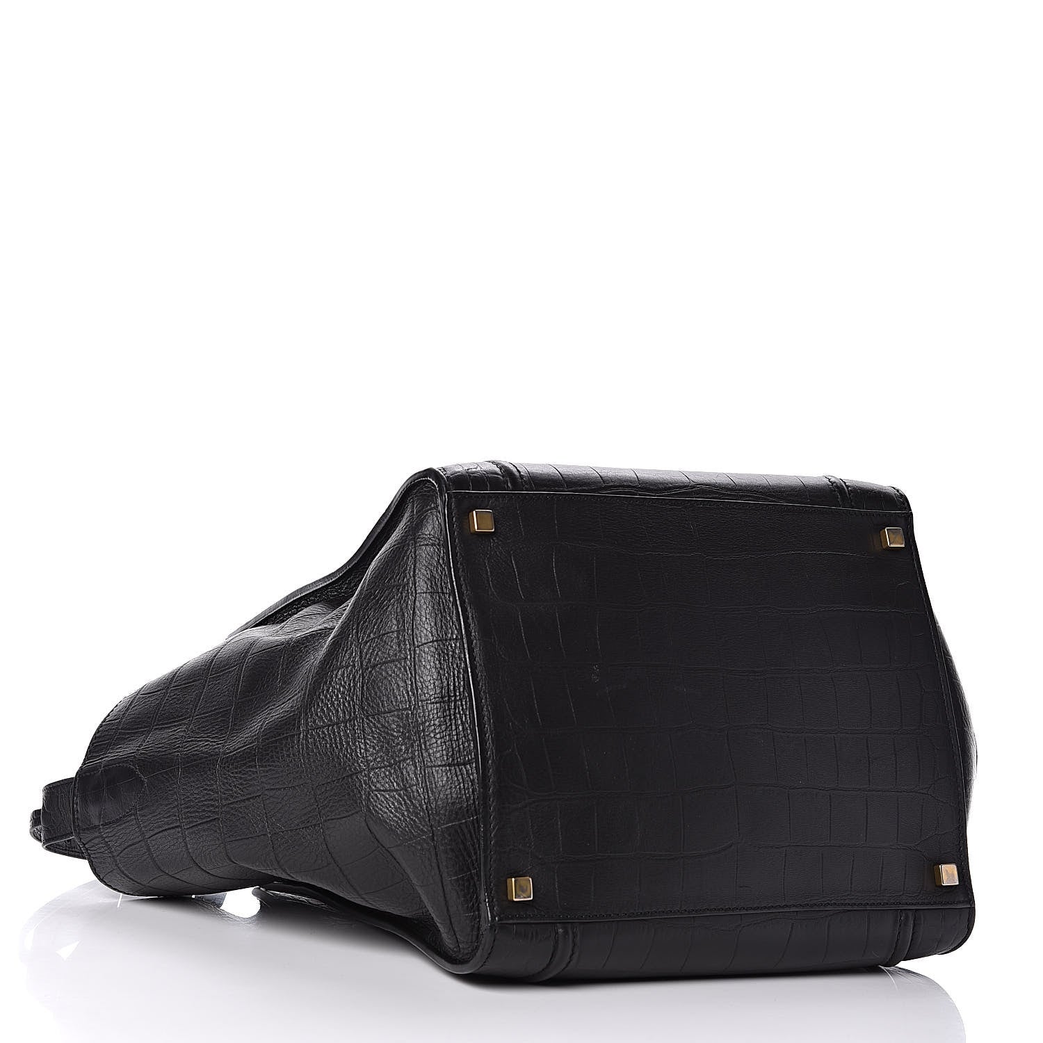 Celine Crocodile Embossed Calfskin Medium Phantom Luggage Black 5 of 11