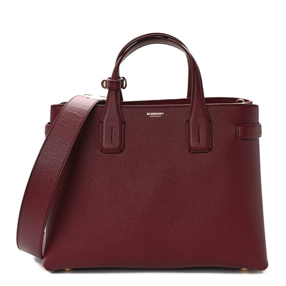 Burberry Grainy Calfskin House Check Medium Banner Tote Mahogany Red 1 of 9