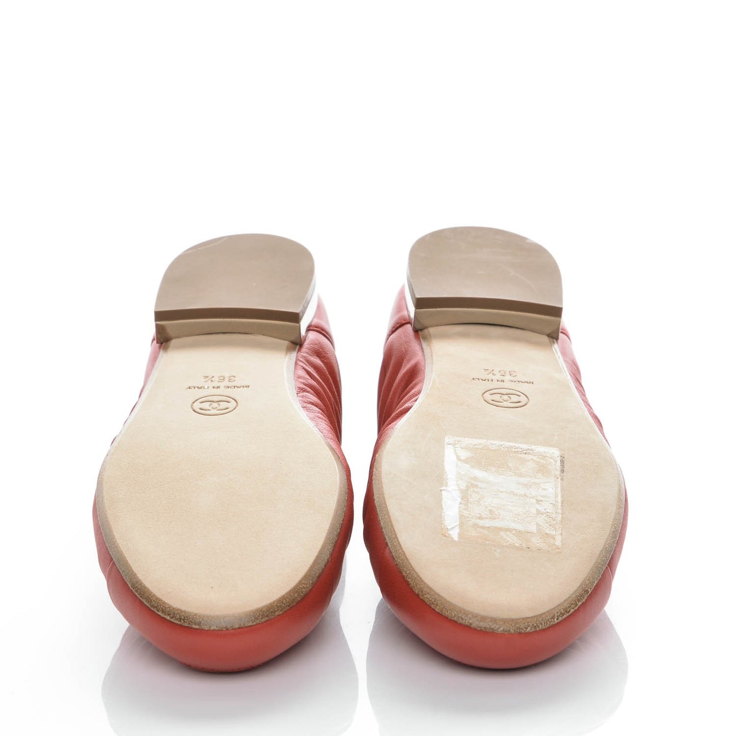 Lambskin Cap Toe Ballerina Flats 36.5 Red