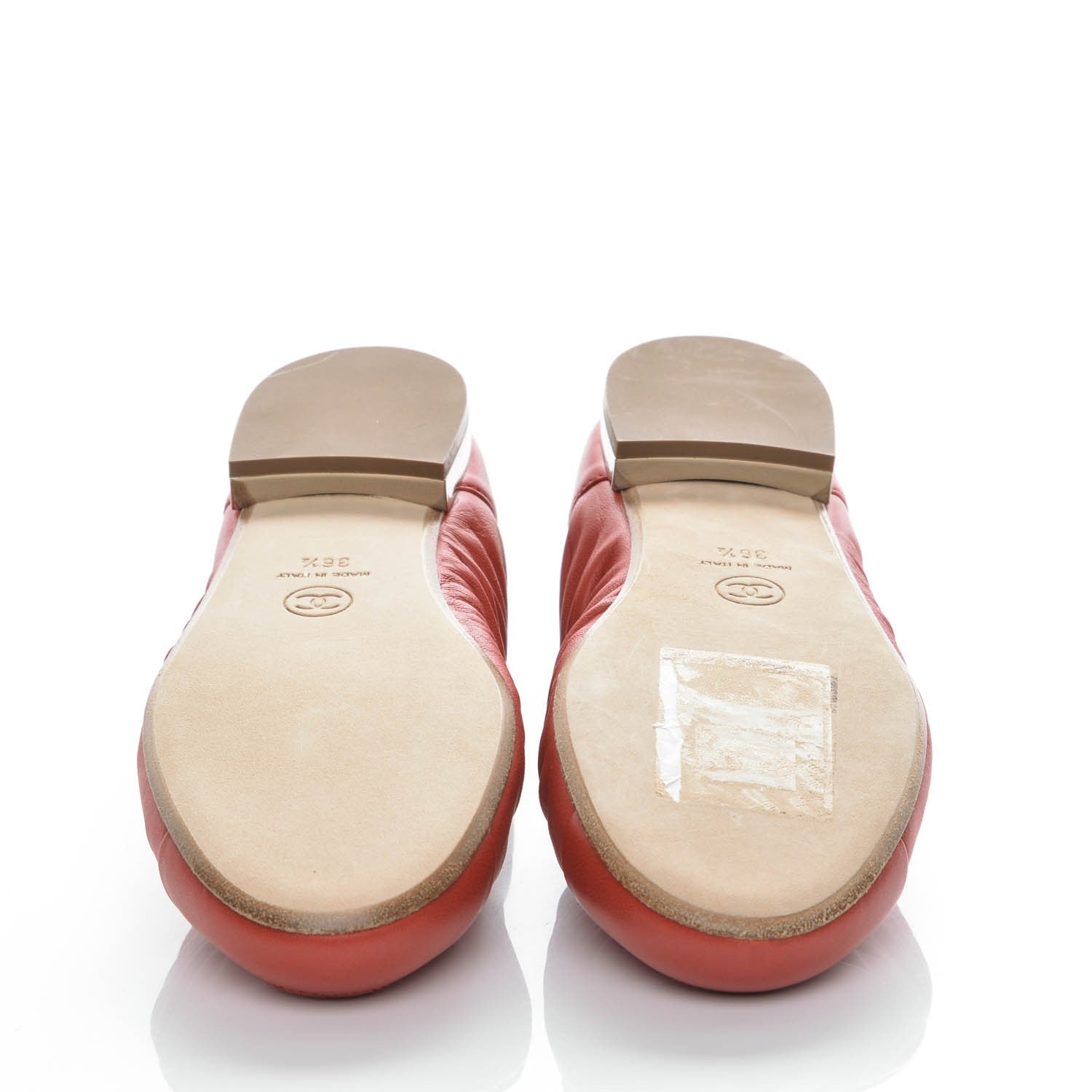 Chanel Lambskin Cap Toe Ballerina Flats 36.5 Red 6 of 8