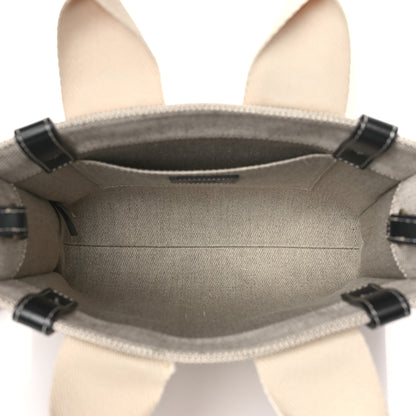 Chloe Cotton Calfskin Small Woody Ribbon Tote With Strap White Navy 5 of 8