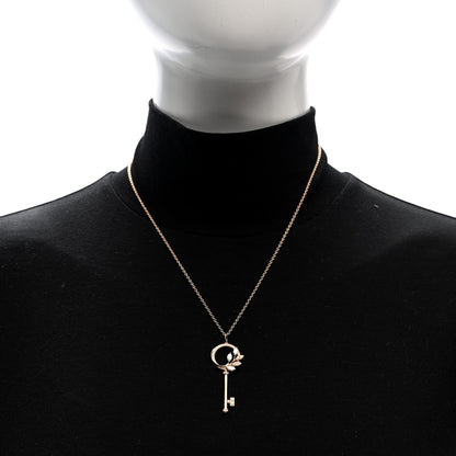 Tiffany 18K Rose Gold Diamond Victoria Vine Circle Key Pendant Necklace 2 of 6