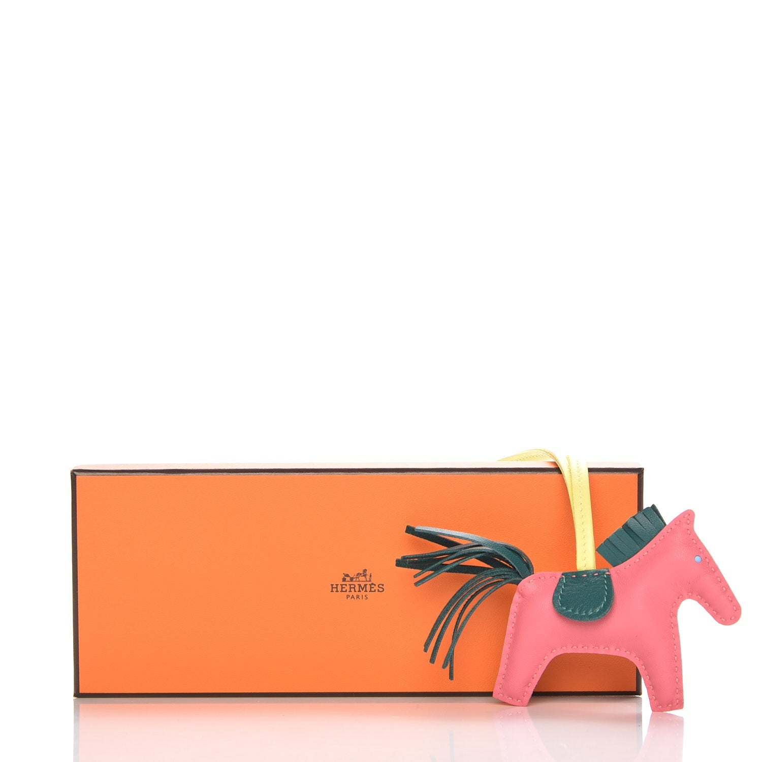 Hermes Milo Lambskin Grigri Rodeo Horse Bag Charm PM Rose Azalee Malachite Lime 4 of 4