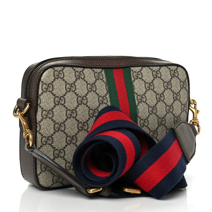 Gucci GG Supreme Monogram Textured Dollar Calfskin Web Ophidia Wristlet Shoulder Bag Beige Ebony New Acero 3 of 10