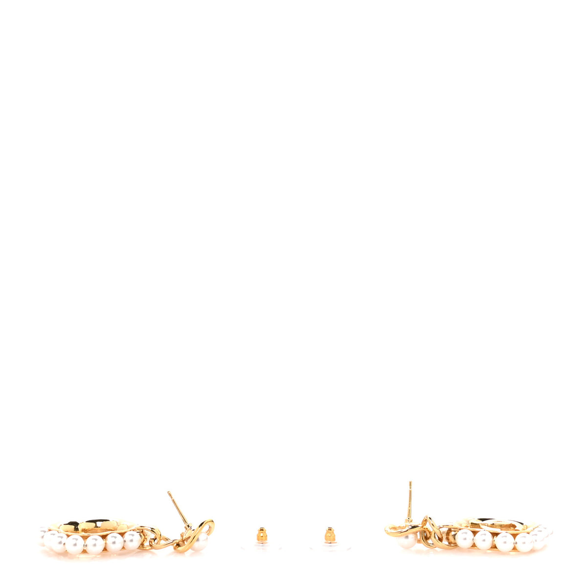 Pearl CC Drop Earrings Gold