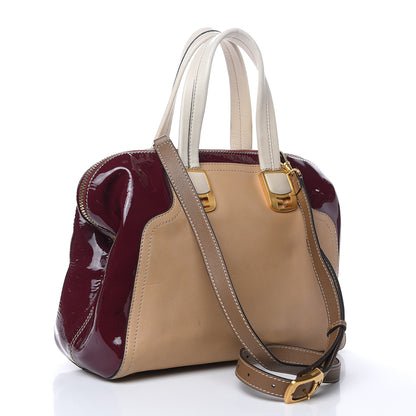 Fendi Calfskin Patent Small Chameleon Tote Cognac Bordeaux 3 of 16