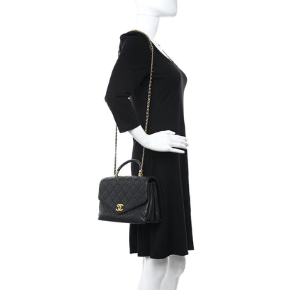 Chanel Calfskin Quilted Small Gold Top Handle Flap Black 2 of 11