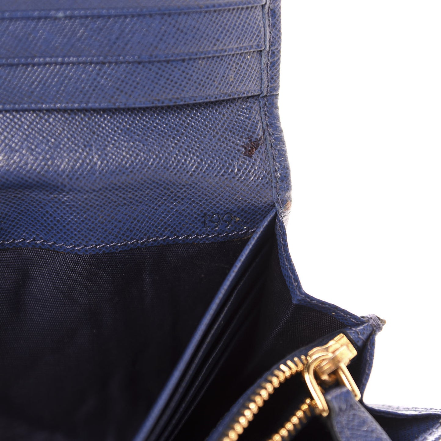 Saffiano Metal Quilted Continental Flap Wallet Bluette