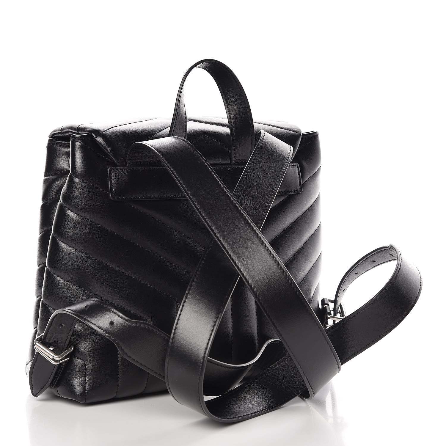 Saint Laurent Calfskin Y Quilted Monogram Small Loulou Backpack Black 3 of 10
