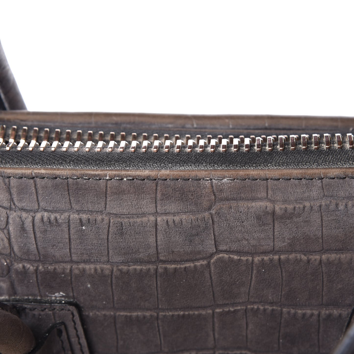 Nubuck Crocodile Embossed Medium Antigona Washed Black