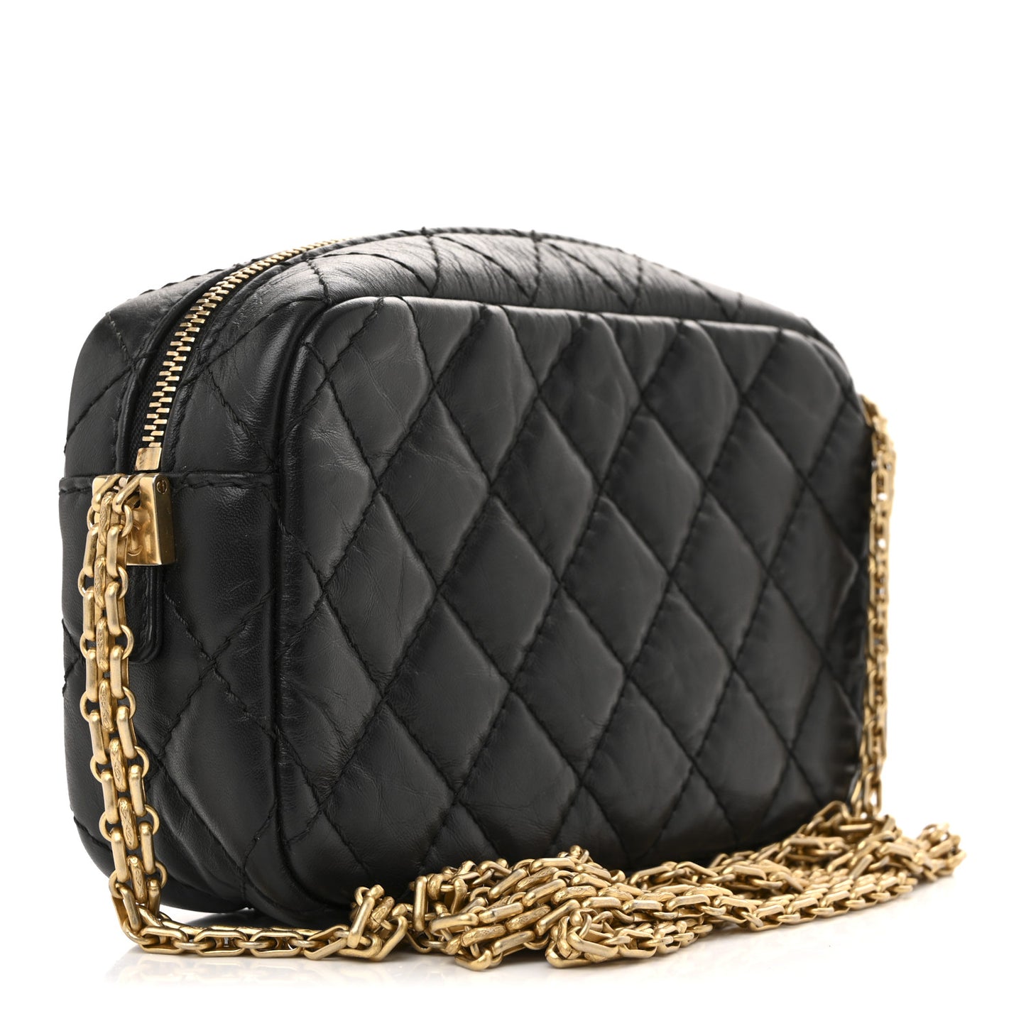 Aged Calfskin Quilted Mini Reissue Camera Case Black