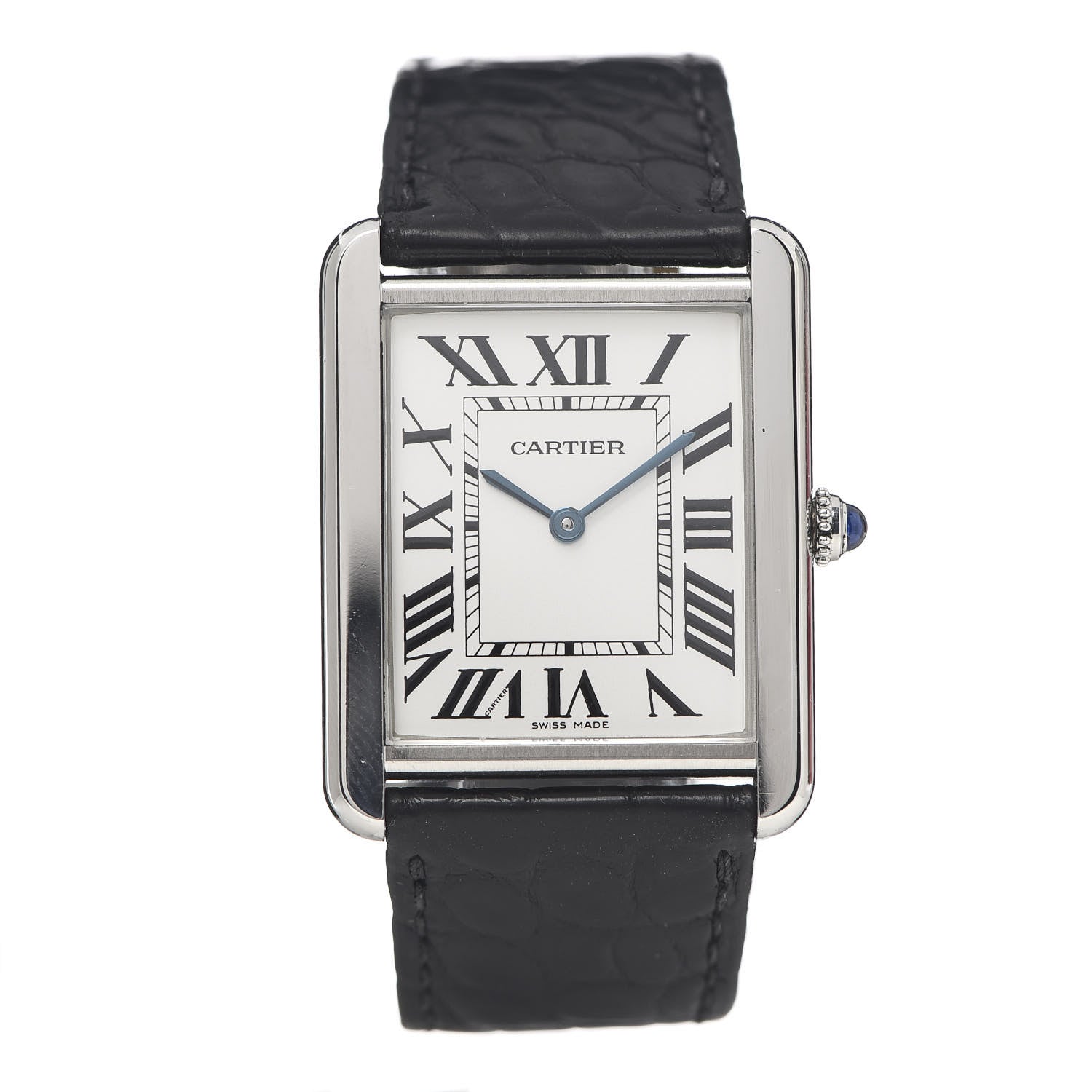 Cartier Stainless Steel Alligator 27mm Tank Solo Quartz Watch 1 of 8