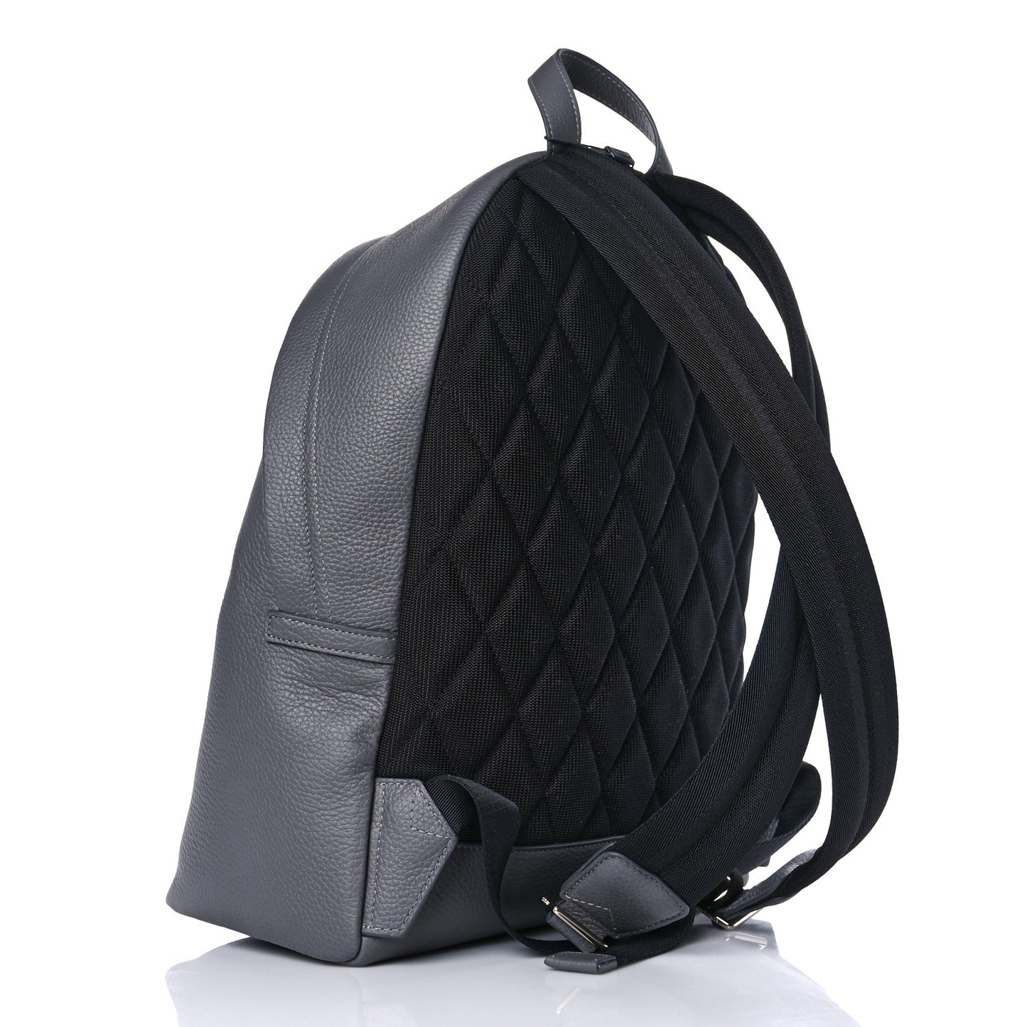 Calfskin Logo Embossed Backpack Charcoal Grey