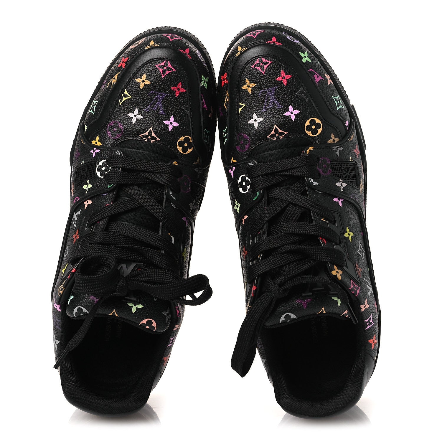 Louis Vuitton LV X TM Calfskin Monogram Multicolor Womens LV Trainer Sneakers 40 Black 2 of 10