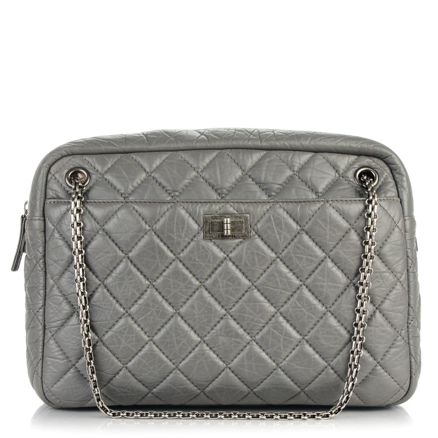 Chanel Aged Calfskin Quilted Large Reissue Camera Case Grey 1 of 7