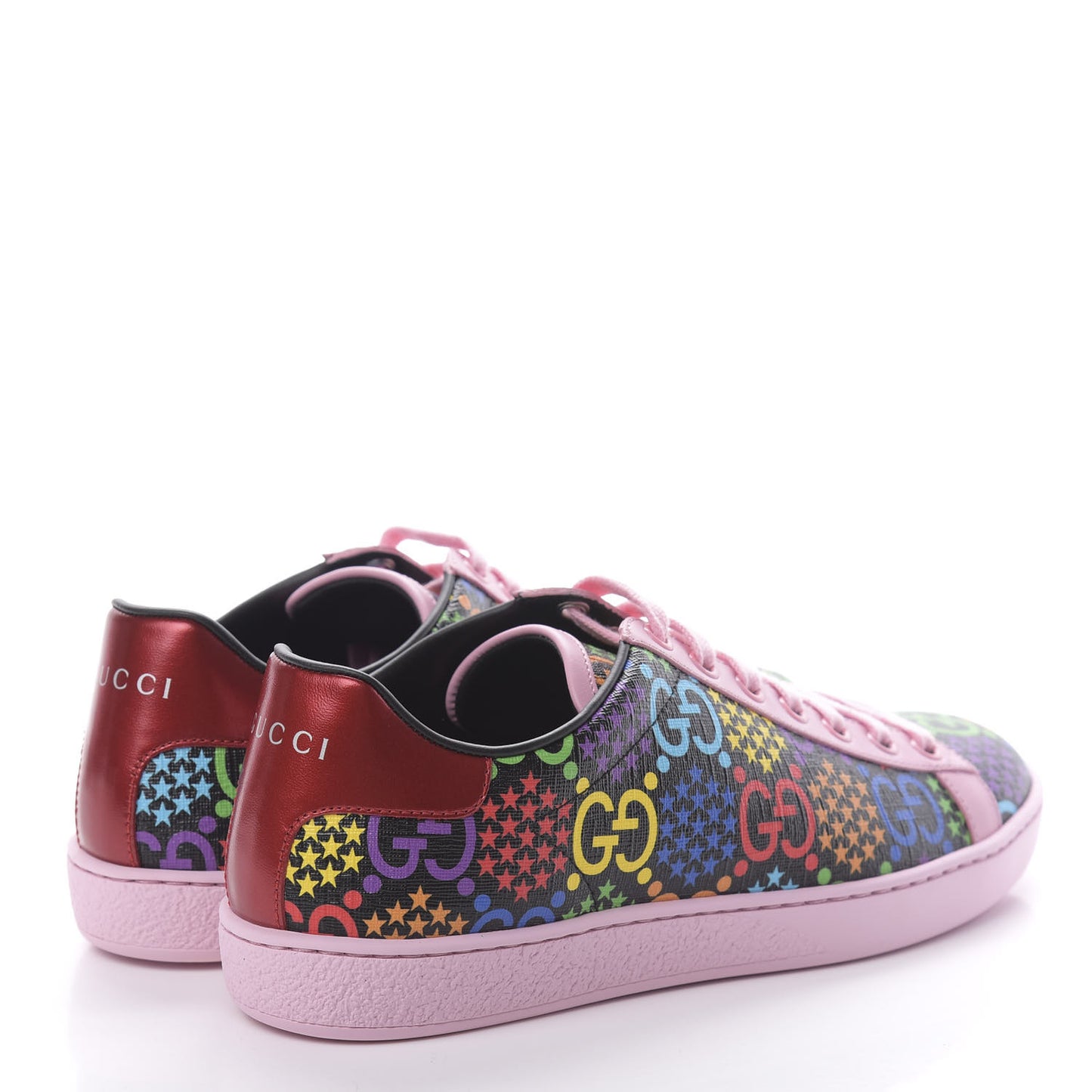 GG Supreme Monogram Psychedelic Womens Ace Sneakers 36.5 Black Multicolor Sugar Pink