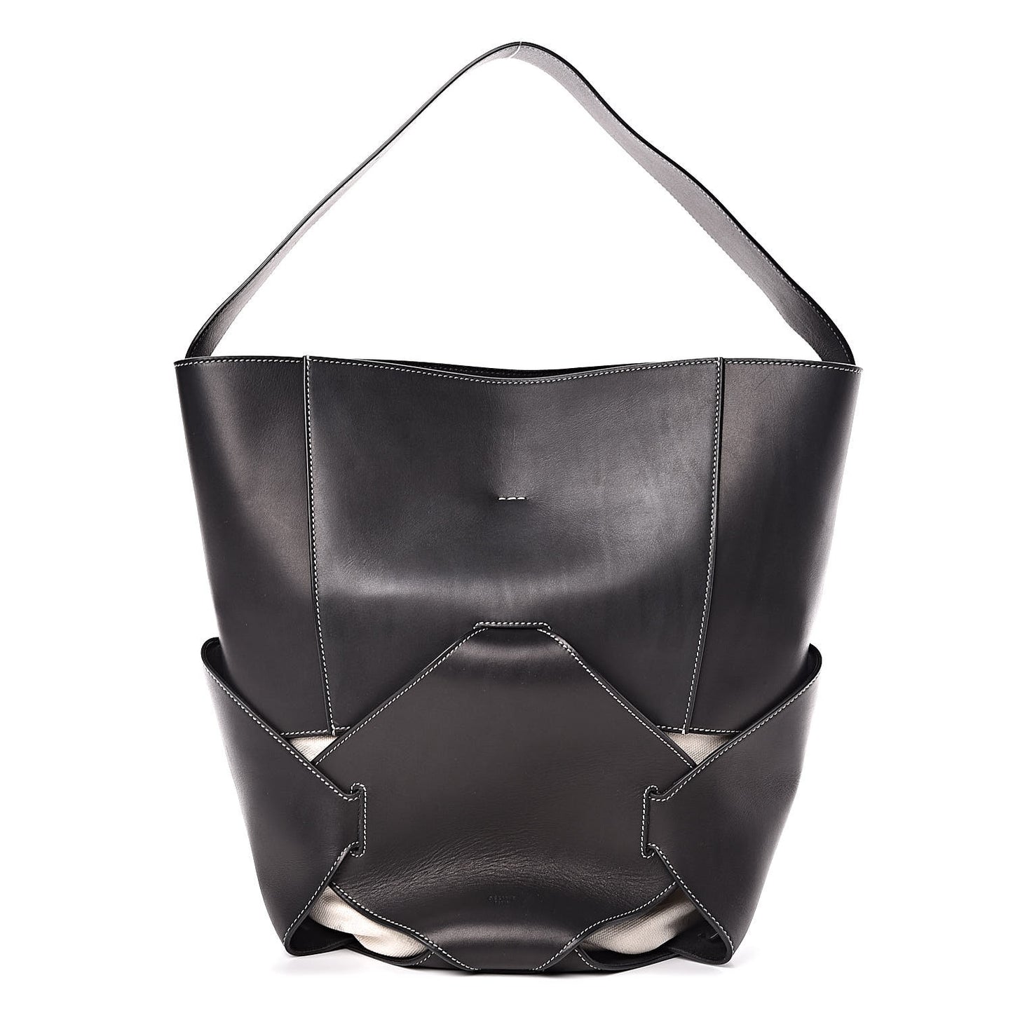 Natural Calfskin Large Holdall Shoulder Bag Black
