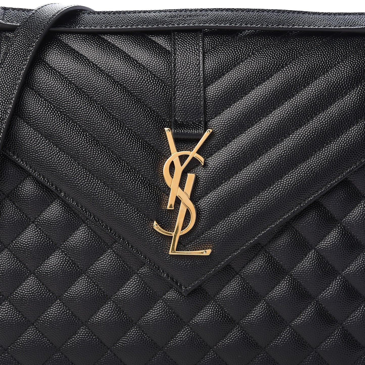 Grain De Poudre Textured Mixed Matelasse Large Triquilt Monogram Satchel Black