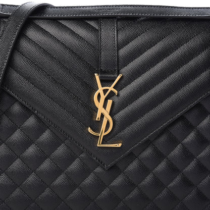 Saint Laurent Grain De Poudre Textured Mixed Matelasse Large Triquilt Monogram Satchel Black 9 of 14