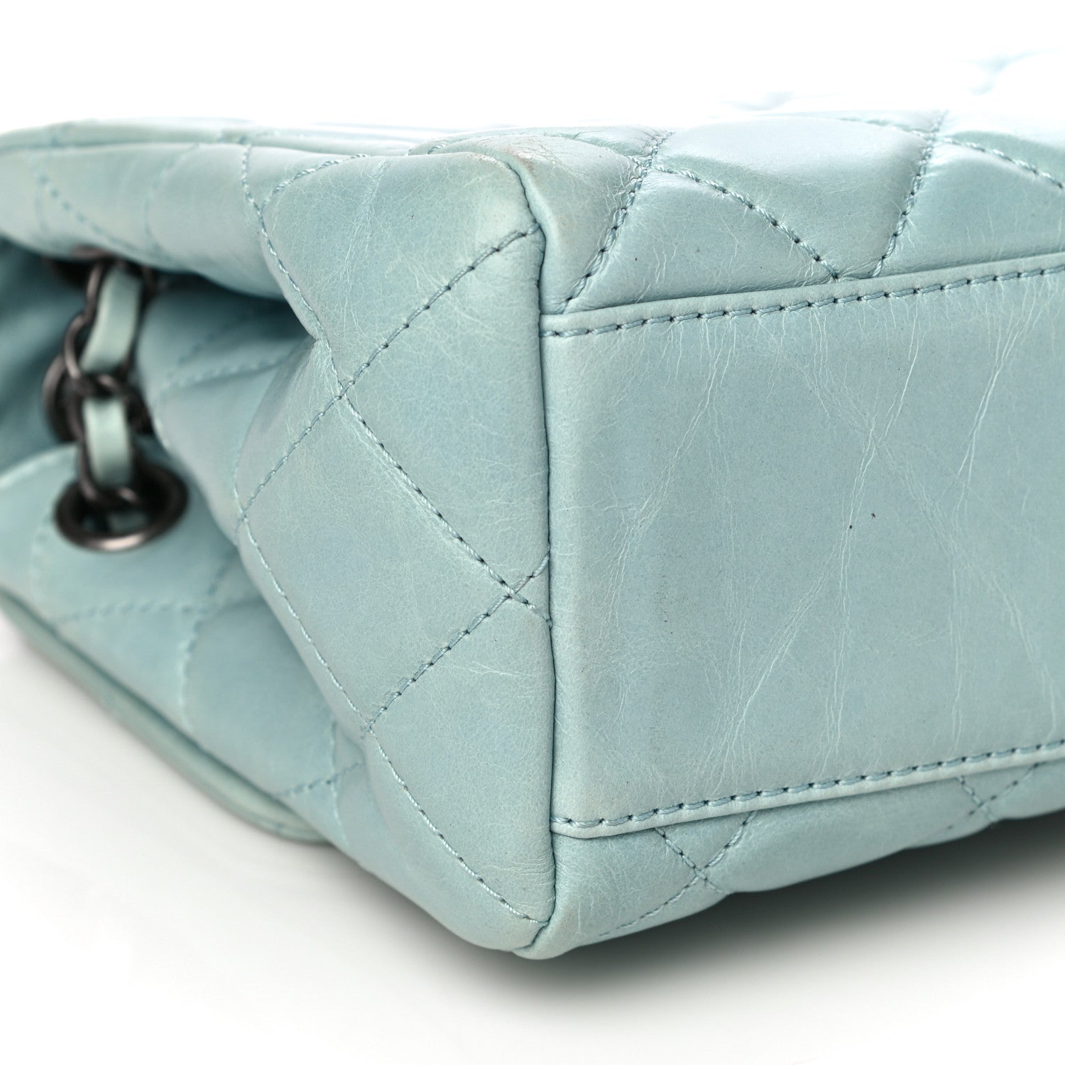 Chanel Glazed Calfskin Quilted Large Coco Soft Flap Light Blue 14 of 36