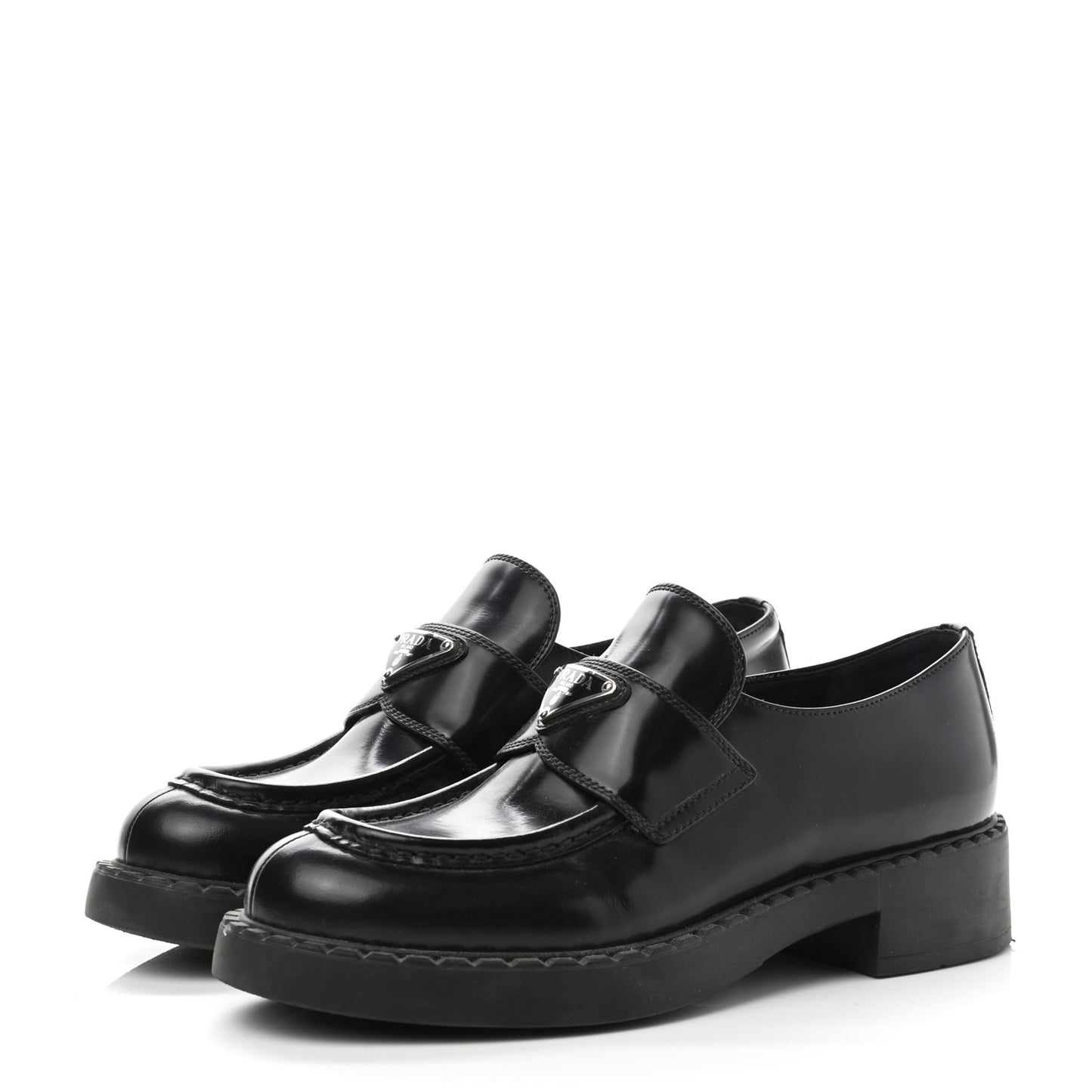 Spazzolato Metal Triangle Logo 50mm Loafers 38 Black